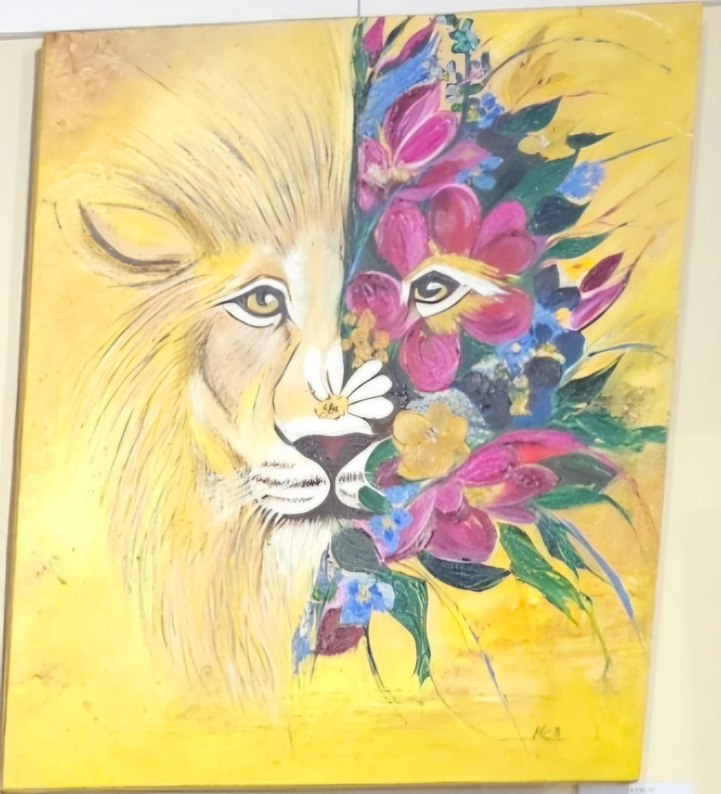Floral lion painting
