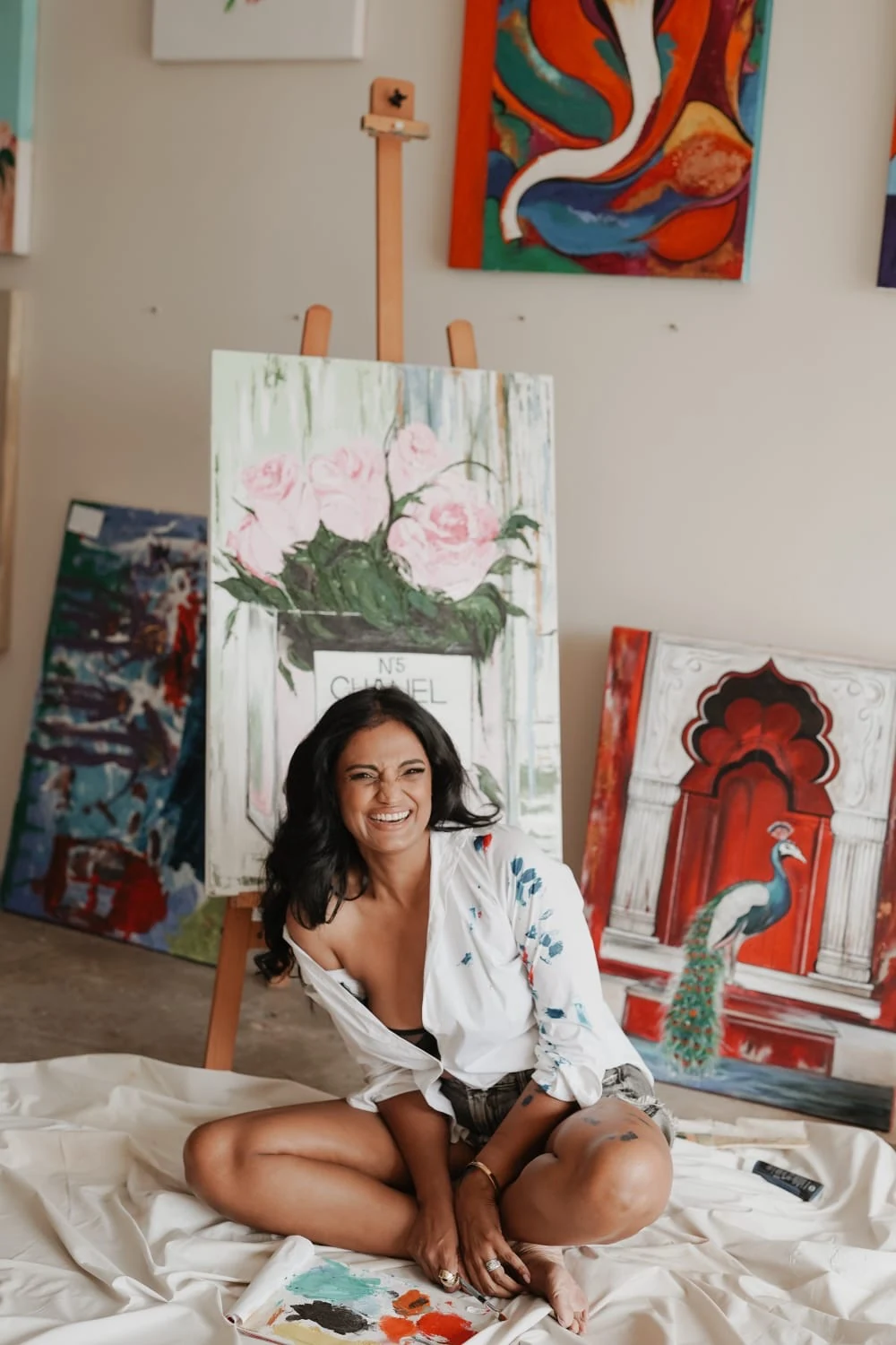 Kerieen seated in her studio